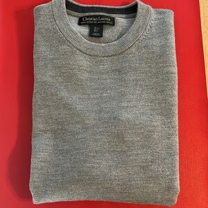 Christian Lacroix 100% Extra Fine Merino Wool Sweater Mens Gray Crewneck size L